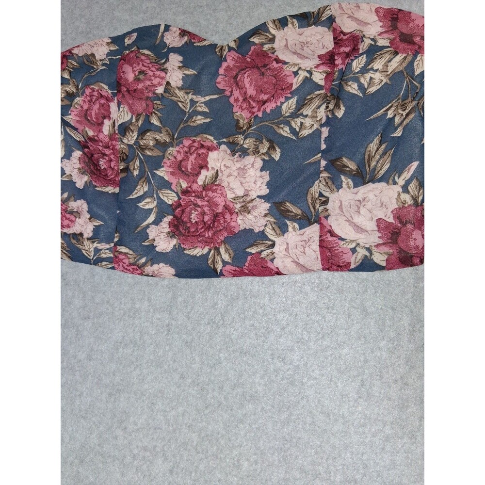 Babydoll Cropped Off The Shoulder Balloon Sleeve Blouse Small Floral Coquette - Picture 5 of 14